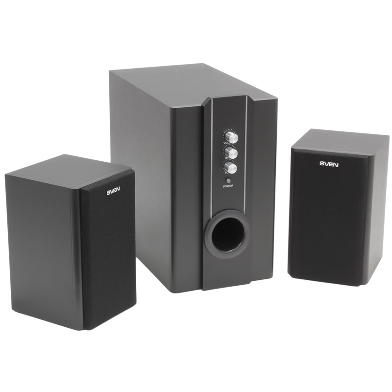 SVEN SPS-820,черная кожа/черный {2.1, 2 сат. + сабвуфер,18 Вт + 2 х 10 Вт (RMS) ,усил.- 20-20000 Гц}