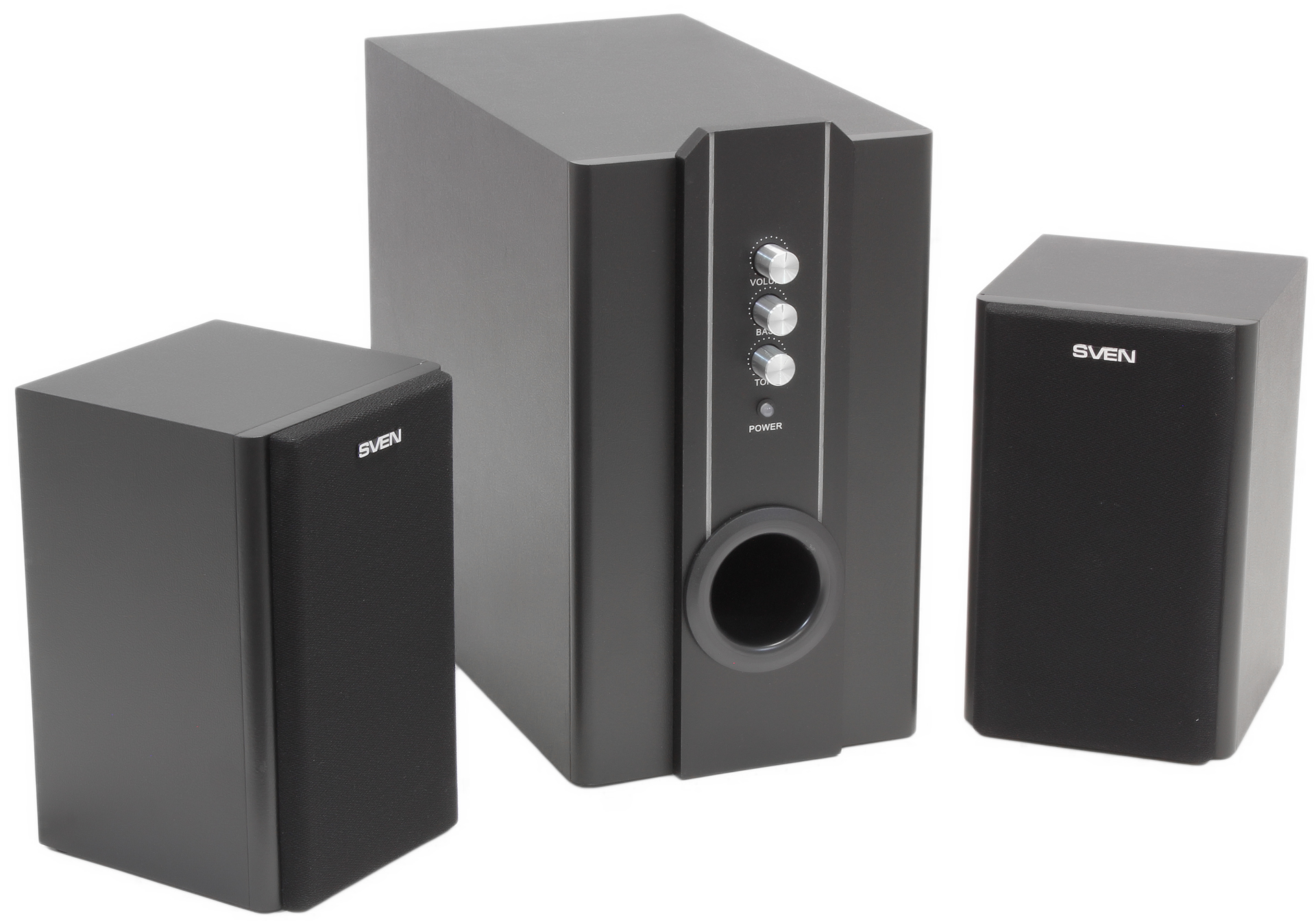 SVEN SPS-820,черная кожа/черный {2.1, 2 сат. + сабвуфер,18 Вт + 2 х 10 Вт (RMS) ,усил.- 20-20000 Гц}