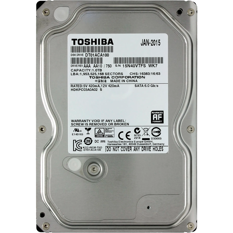 1TB Toshiba (DT01ACA100) {SATA 6.0Gb/s, 7200 rpm, 32Mb buffer, 3.5"}