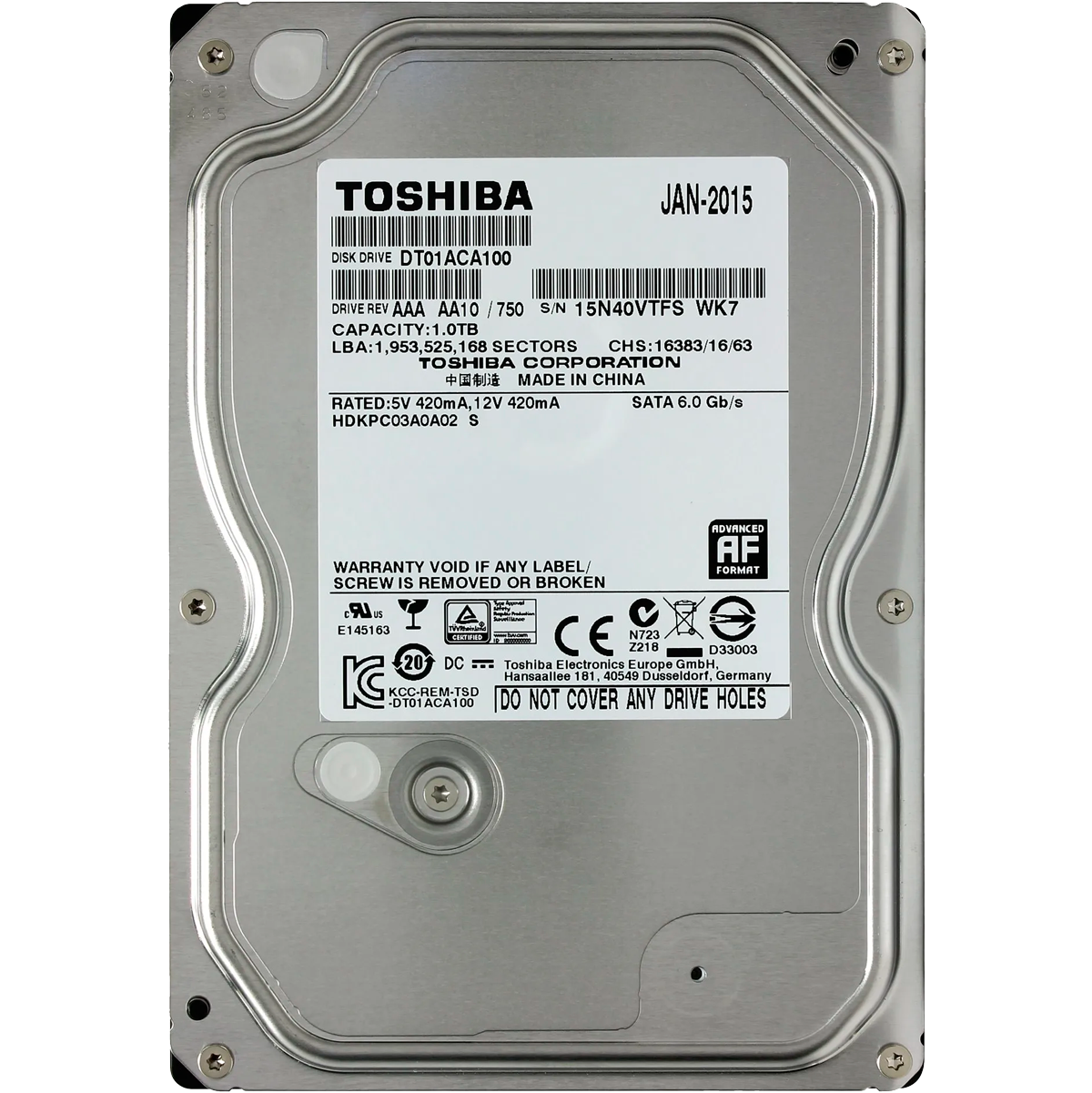 1TB Toshiba (DT01ACA100) {SATA 6.0Gb/s, 7200 rpm, 32Mb buffer, 3.5"}
