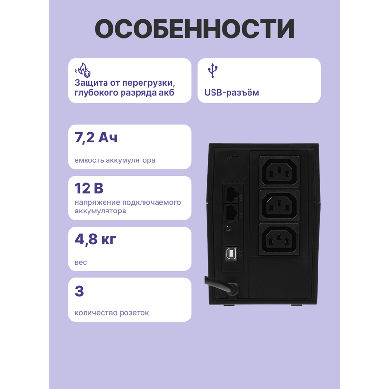 Powercom Raptor RPT-800AP IEC C13