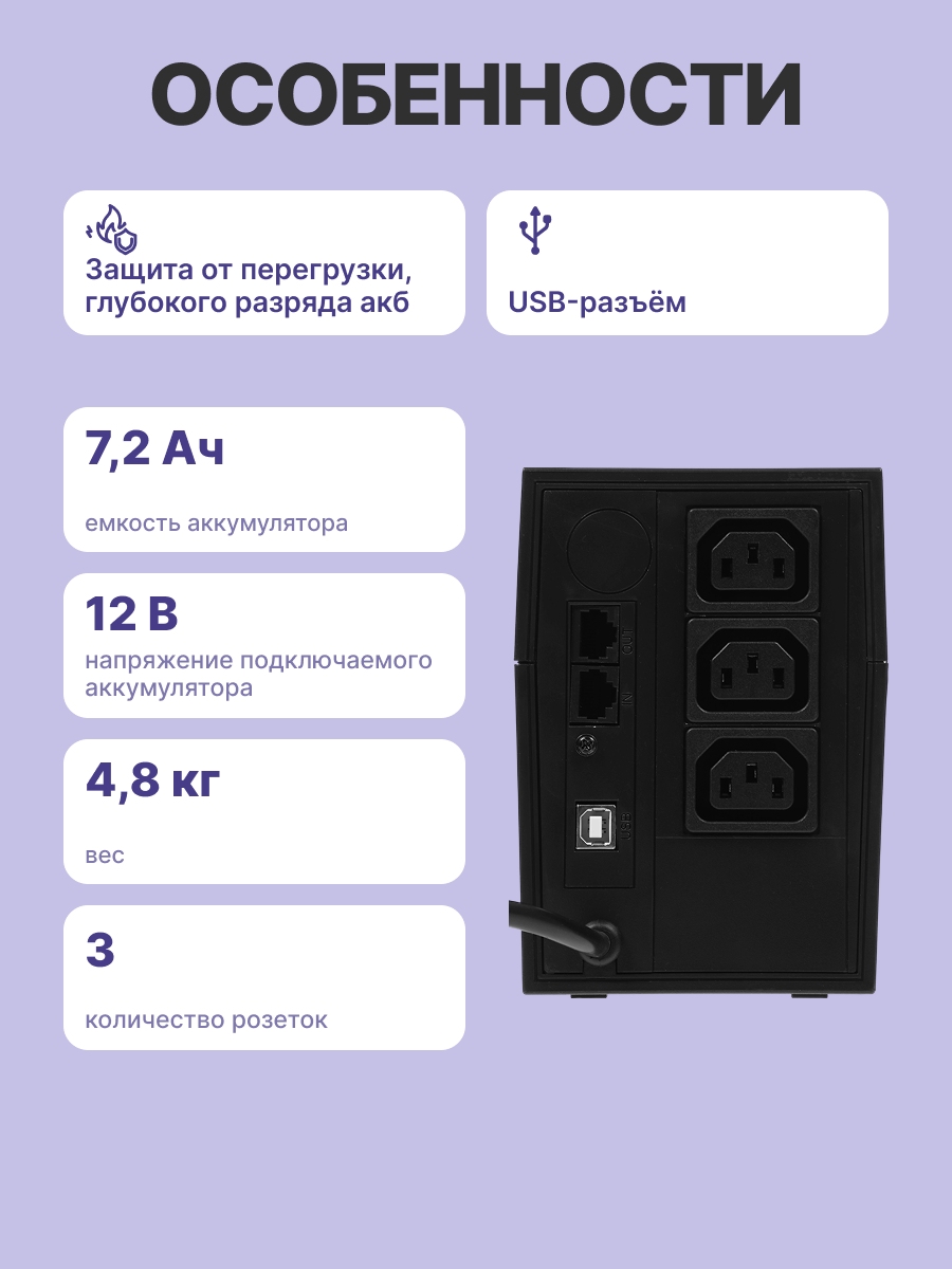 Powercom Raptor RPT-800AP IEC C13