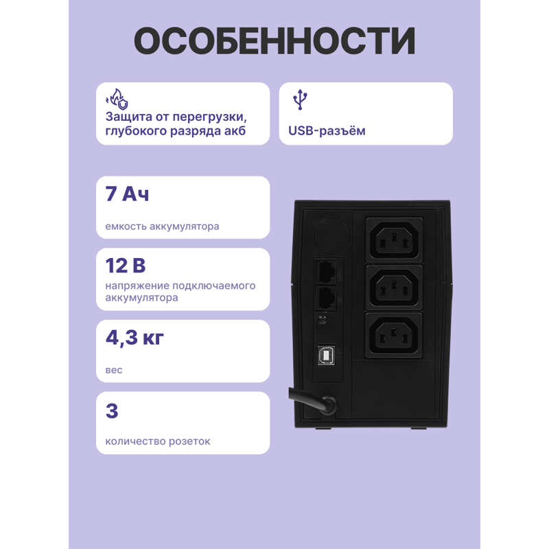 Powercom Raptor RPT-600AP IEC C13