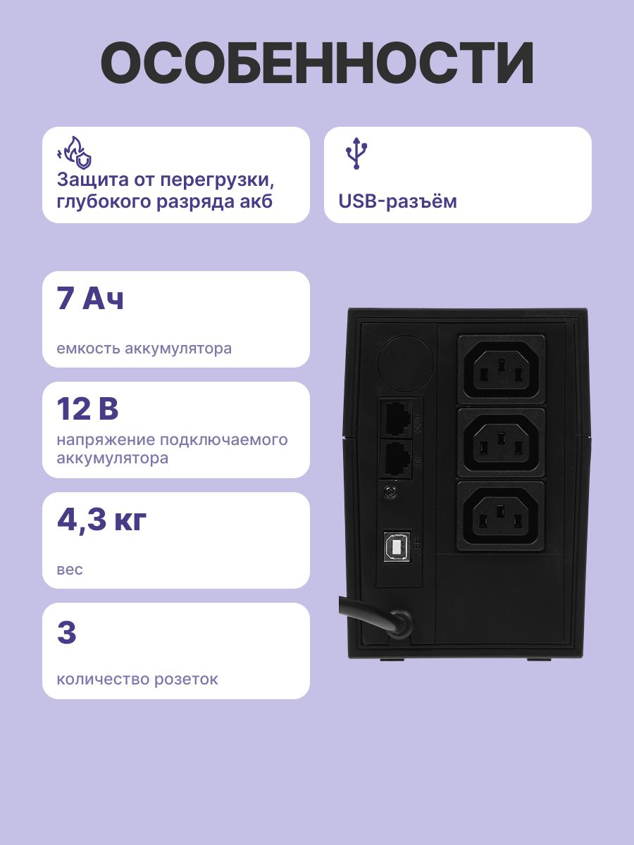 Powercom Raptor RPT-600AP IEC C13