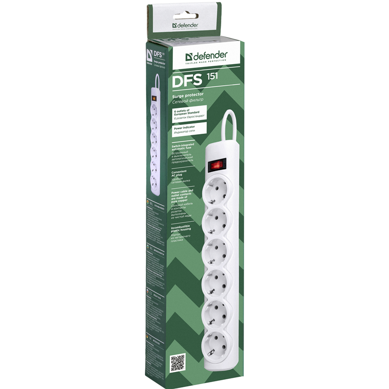 Defender DFS 151 (1.8 м, 6 розеток)