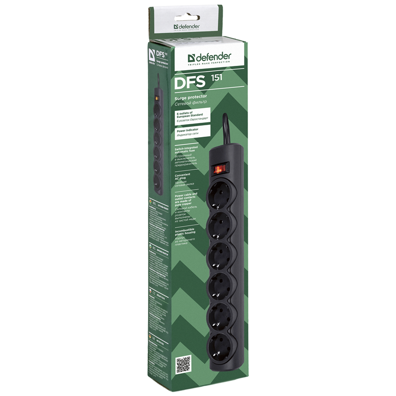 Defender DFS 151 (1.8 м, 6 розеток)