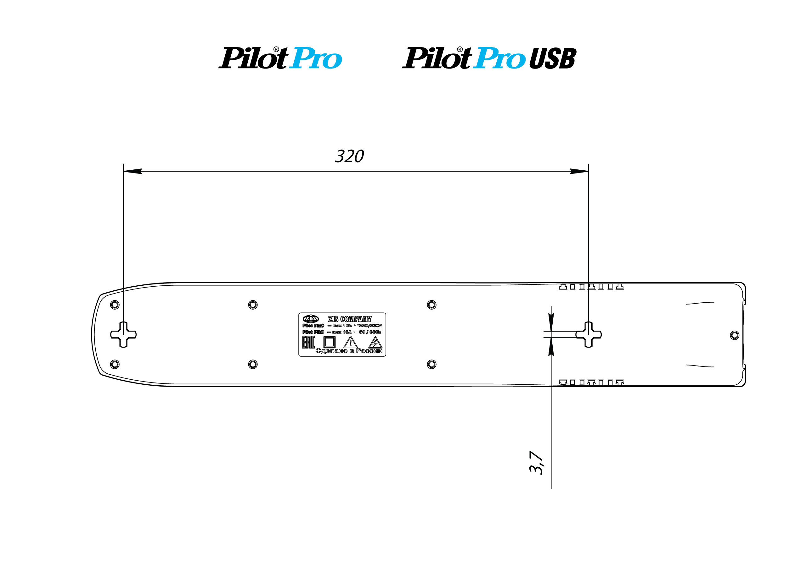 ZIS Pilot Pro GP (3 м, 6 розеток) арт. Pilot Pro 3M