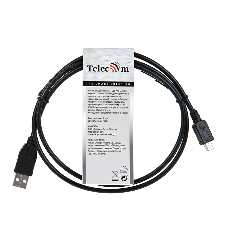 Telecom USB 2.0 Type-AM - miniUSB 1м арт. TC6911BK-1.0M