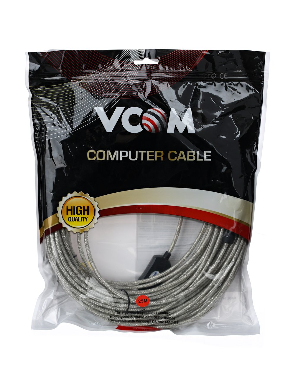 VCOM VUS7049-25M Кабель-адаптер USB2.0-repeater, удлинительный активный Af> 25м