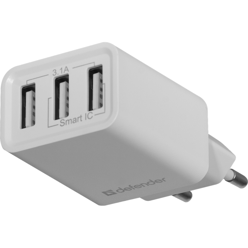Defender UPA-31 белый, 3xUSB, 5V/3.1А арт. 83587