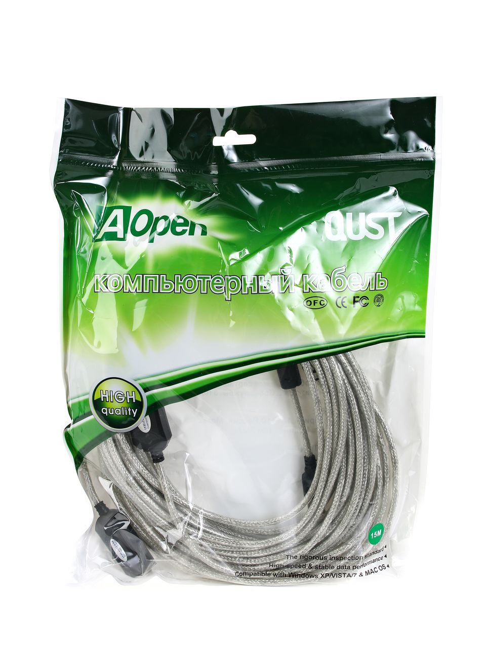 AOpen USB 2.0 Type-AM - USB 2.0 Type-AF 15м AOpen/Qust арт. ACU823-15M