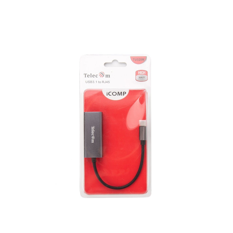 Telecom Кабель-переходник USB 3.1 Type-C -->RJ-45 1000Mbps Ethernet, Aluminum Shell, 0.15м [6926123470442]