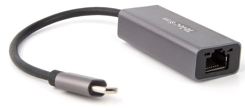 Telecom Кабель-переходник USB 3.1 Type-C -->RJ-45 1000Mbps Ethernet, Aluminum Shell, 0.15м [6926123470442]
