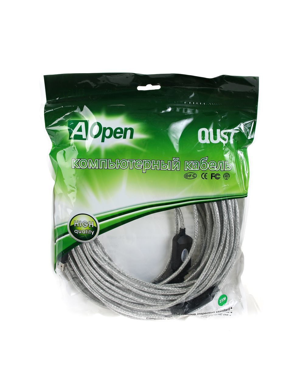 VCOM USB 2.0 Type-AM - USB 2.0 Type-AF 25м AOpen/Qust арт. ACU823-25M