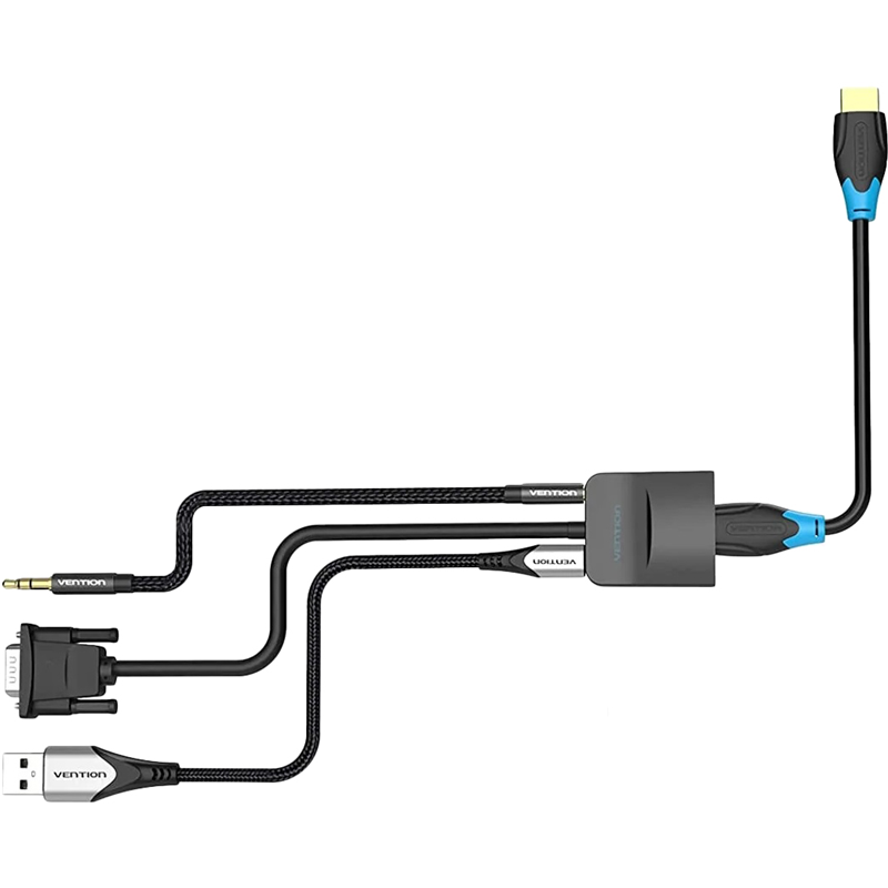 Мультимедиа конвертер Vention VGA M/HDMI F/mini Jack 3.5 mm F/micro USB 2.0 Type-B F (ACNBB)