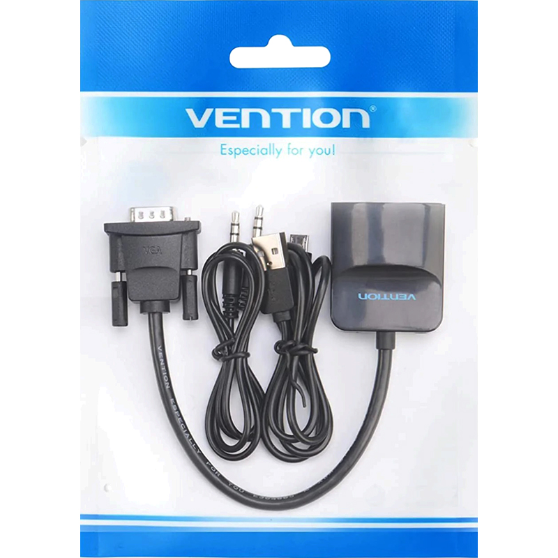 Мультимедиа конвертер Vention VGA M/HDMI F/mini Jack 3.5 mm F/micro USB 2.0 Type-B F (ACNBB)
