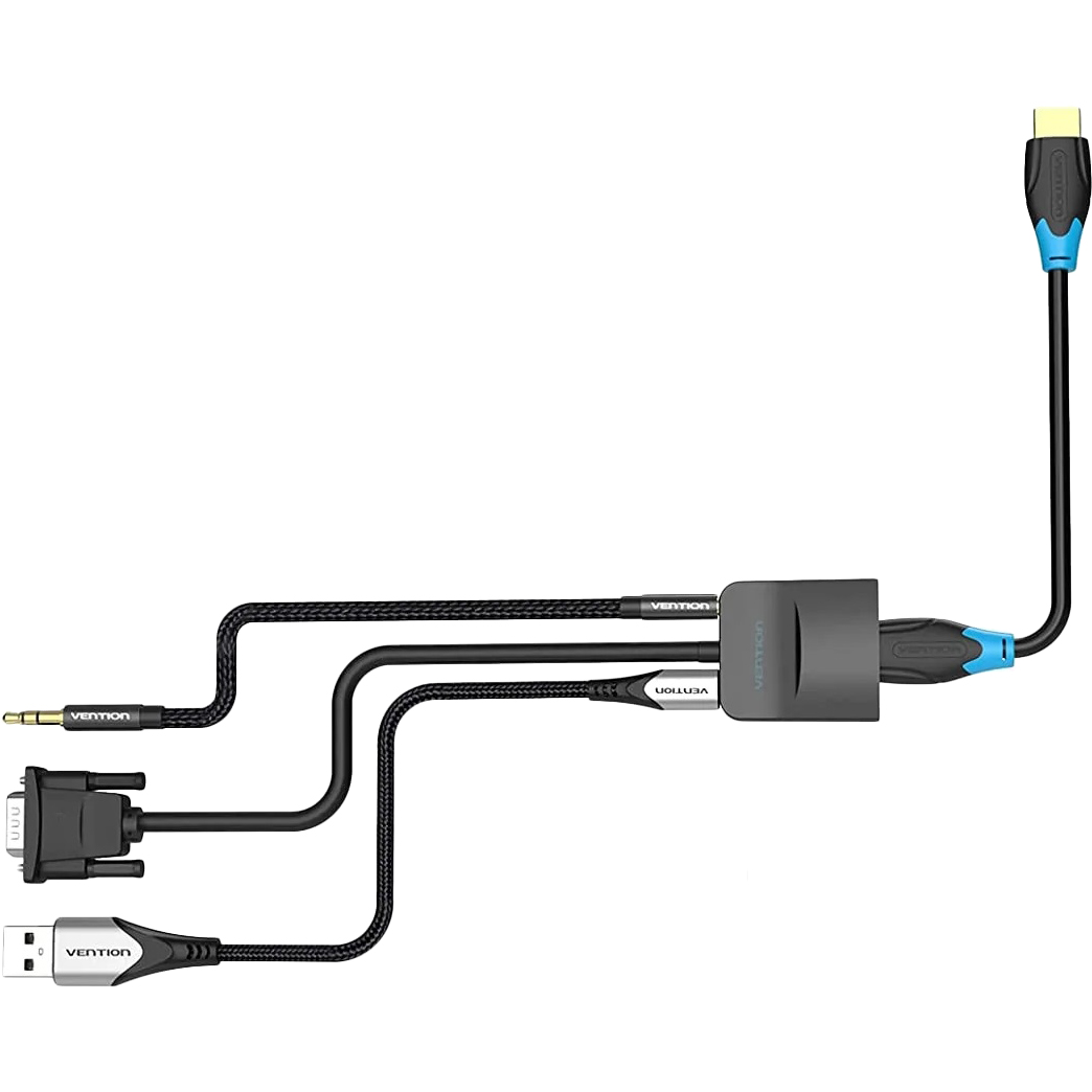 Мультимедиа конвертер Vention VGA M/HDMI F/mini Jack 3.5 mm F/micro USB 2.0 Type-B F (ACNBB)