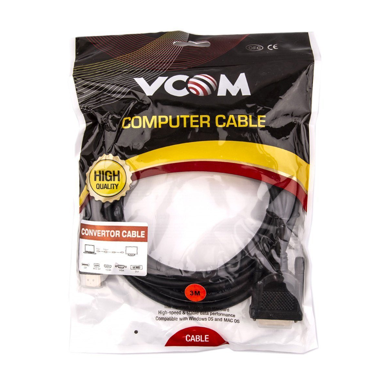 VCOM CG484GD-3M Кабель HDMI AM/DVI(24+1)M, 3м, CU, 1080P@60Hz, 2F, VCOM