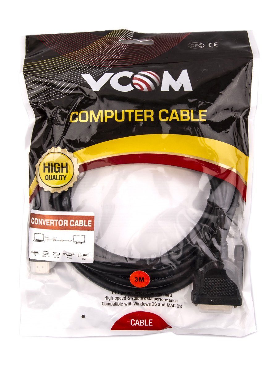 VCOM CG484GD-3M Кабель HDMI AM/DVI(24+1)M, 3м, CU, 1080P@60Hz, 2F, VCOM