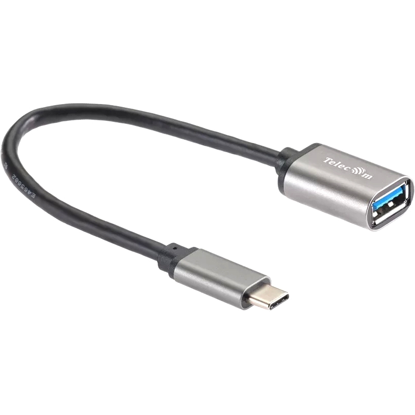 Telecom TC409M Кабель-адаптер Type-Cm --> USB 3.0 Af , OTG, 1,5A , 5,0Gbps , Alum grey 0,2m Telecom (TC409M) [6926123467206]