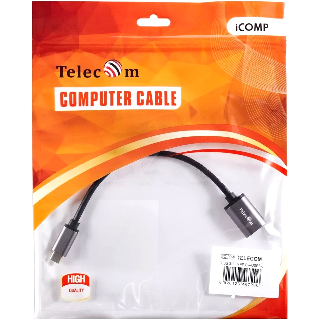 Telecom TC409M Кабель-адаптер Type-Cm --> USB 3.0 Af , OTG, 1,5A , 5,0Gbps , Alum grey 0,2m Telecom (TC409M) [6926123467206]