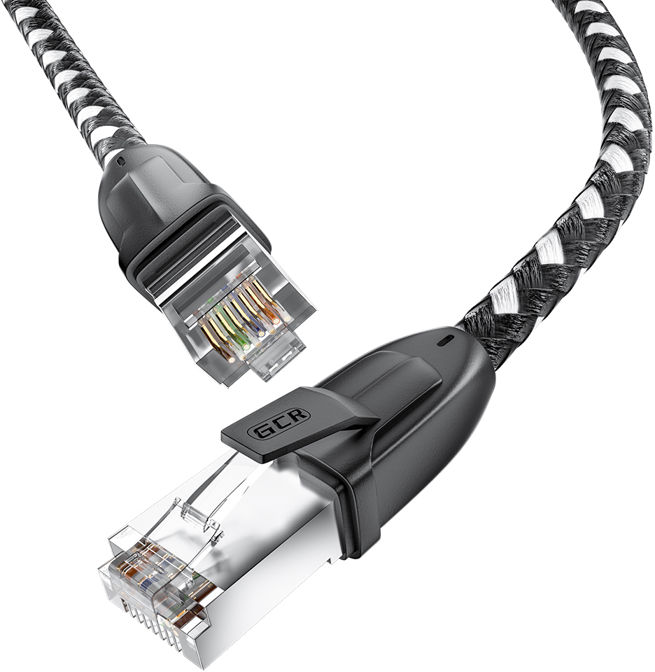 Greenconnect RJ45(m) - RJ45(m) Cat. 6 UTP нейлон 5.0м чёрно-белый