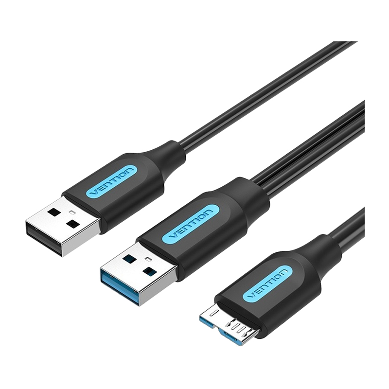 Кабель Vention USB 3.0 AM/Micro-B, USB 2.0 AM - 0.5 м (CQPBD)