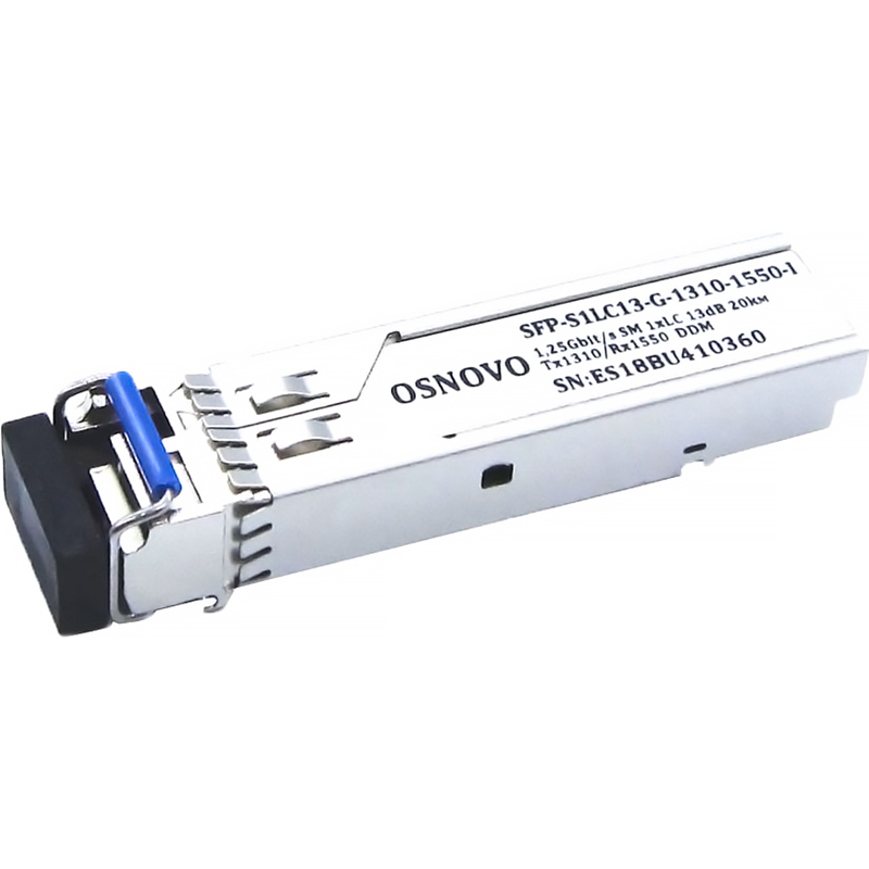 Промышленный оптический SFP модуль OSNOVO SFP-S1LC13-G-1310-1550-I Оптический SFP Модуль промышленный. Одно волокно Single Mode. Скорость: до 1,25 Гбит/c. Тип разъема: LC. Оптический бюджет: 13дБ. Расстояние передачи - до 20км. Рабочая