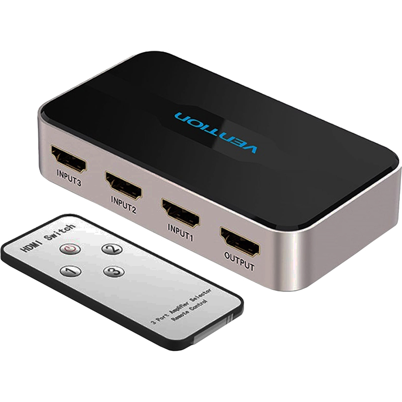 Переключатель Vention HDMI v1.4 19F x 3/HDMI 19F/ DC Jack 3.5mm (m) F (AFFH0)