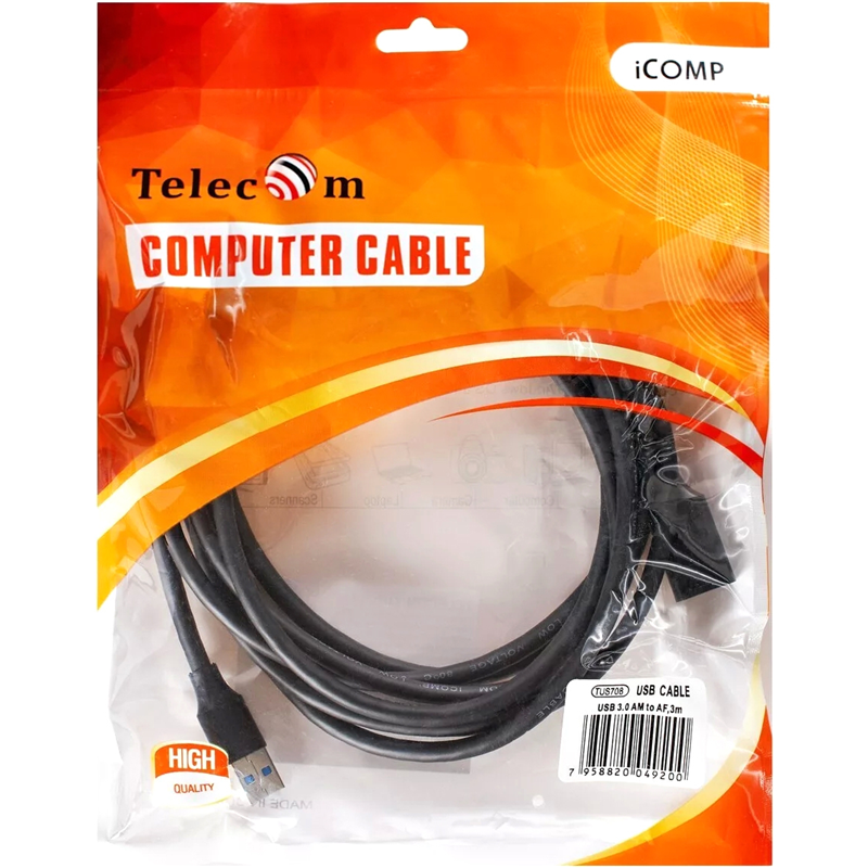 Telecom TUS708-3M Кабель удлинительный USB3.0 Am-Af 3m Telecom черный (TUS708-3M)[7958820049200]