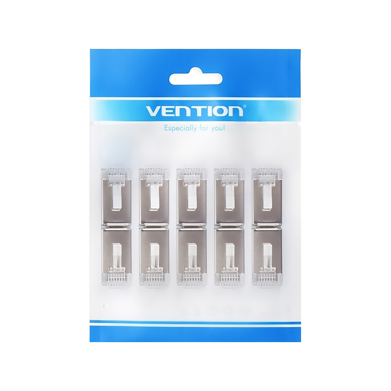 Коннектор Vention RJ45 (8p8c), FTP cat. 5e, под витую пару, экранированный (10шт.) (IDAR0-10)