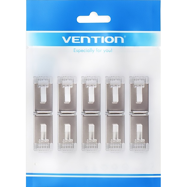Коннектор Vention RJ45 (8p8c), FTP cat. 5e, под витую пару, экранированный (10шт.) (IDAR0-10)