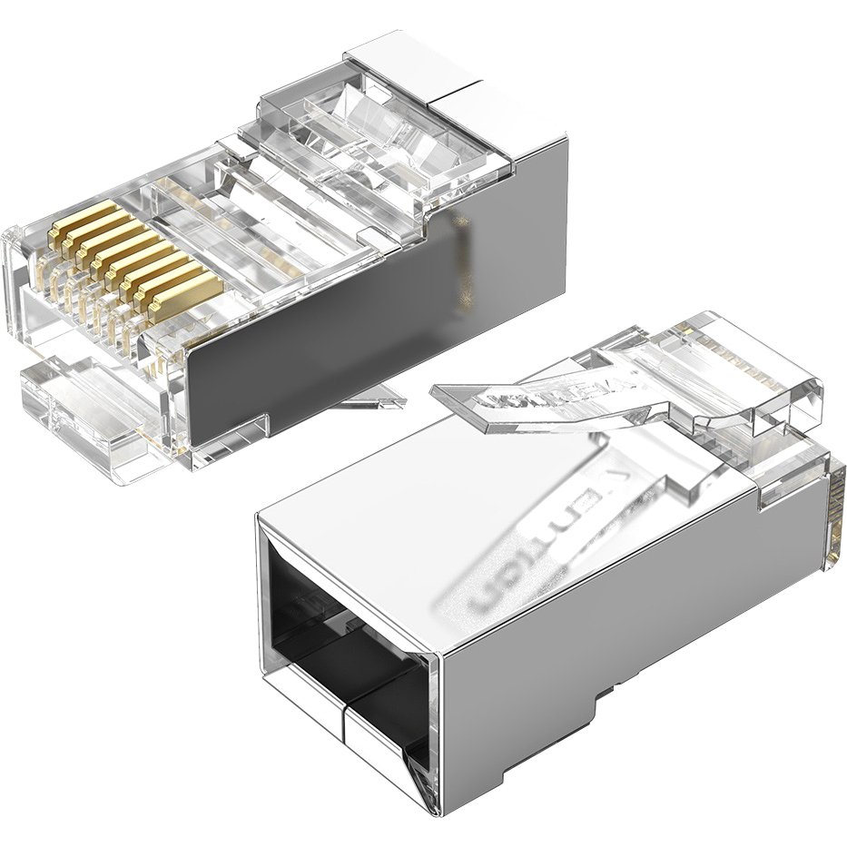 Коннектор Vention RJ45 (8p8c), FTP, cat. 5e, под витую пару, экранированный (50шт.) (IDAR0-50)