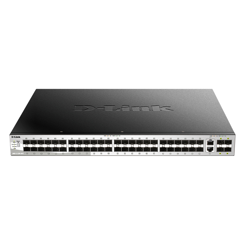 D-Link DGS-3130-54S/B1A PROJ Управляемый L3 стекируемый коммутатор с 48 портами 1000Base-X SFP, 2 портами 10GBase-T и 4 портами 10GBase-X SFP+
