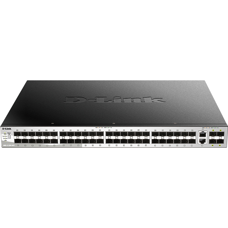 D-Link DGS-3130-54S/B1A PROJ Управляемый L3 стекируемый коммутатор с 48 портами 1000Base-X SFP, 2 портами 10GBase-T и 4 портами 10GBase-X SFP+