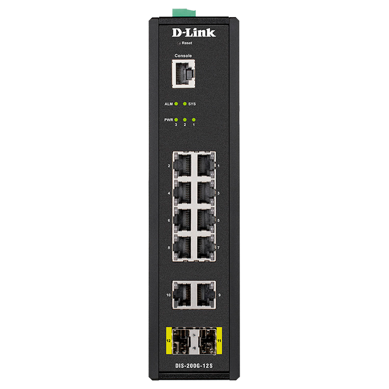 Коммутатор D-Link PROJ Промышленный управляемый L2 коммутатор, 10x1000Base-T, 2x1000Base-X SFP, защита от статического электричества до 6 кВ, CLI, консольный порт RJ-45, релейный выход для оповещения о сбое пита арт. DIS-200G-12S/A1A