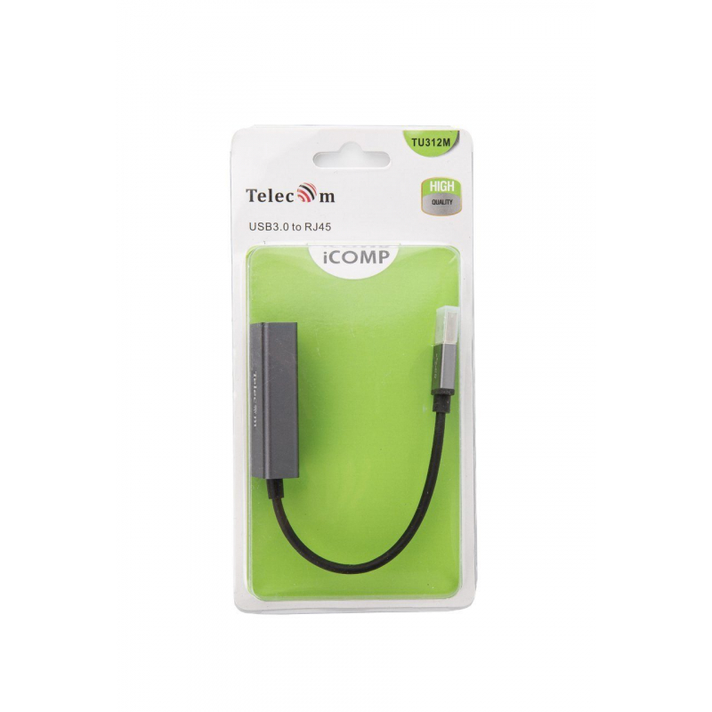 Telecom Кабель-переходник TU312M {USB 3.0 (Am) --> LAN RJ-45 Ethernet 1000 Mbps, Aluminum Shell} [6926123470428]