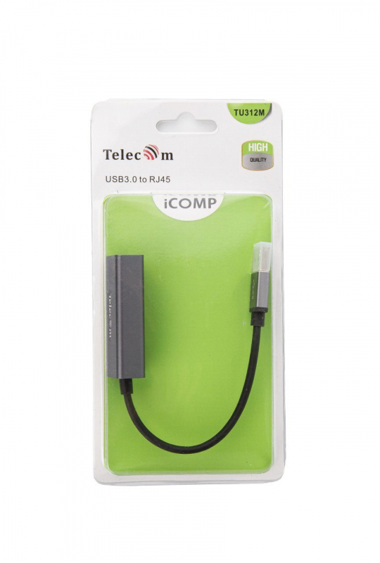 Telecom Кабель-переходник TU312M {USB 3.0 (Am) --> LAN RJ-45 Ethernet 1000 Mbps, Aluminum Shell} [6926123470428]