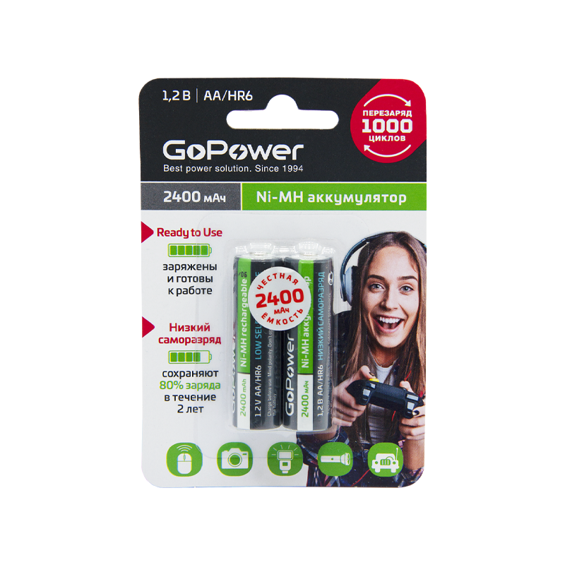 Аккумулятор предзаряженный RTU GoPower HR6 AA (00-00018320)