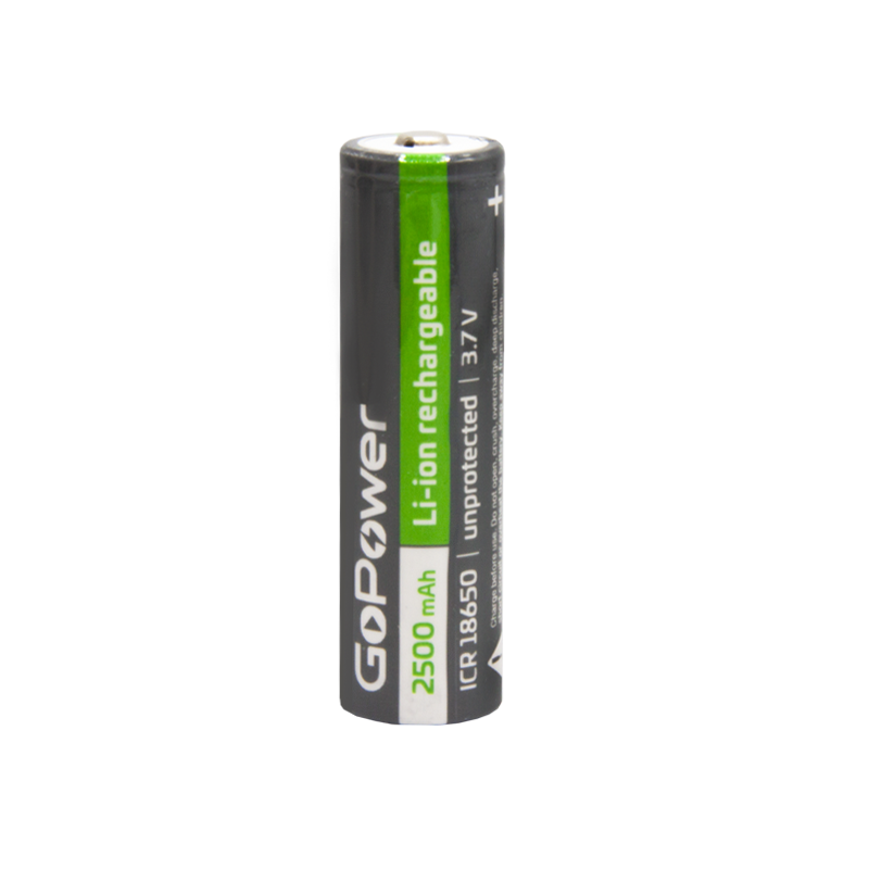 Аккумулятор Li-ion GoPower 18650 без защиты с высоким контактом (00-00018355)