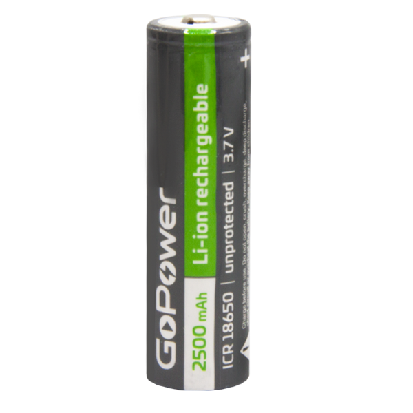 Аккумулятор Li-ion GoPower 18650 без защиты с высоким контактом (00-00018355)
