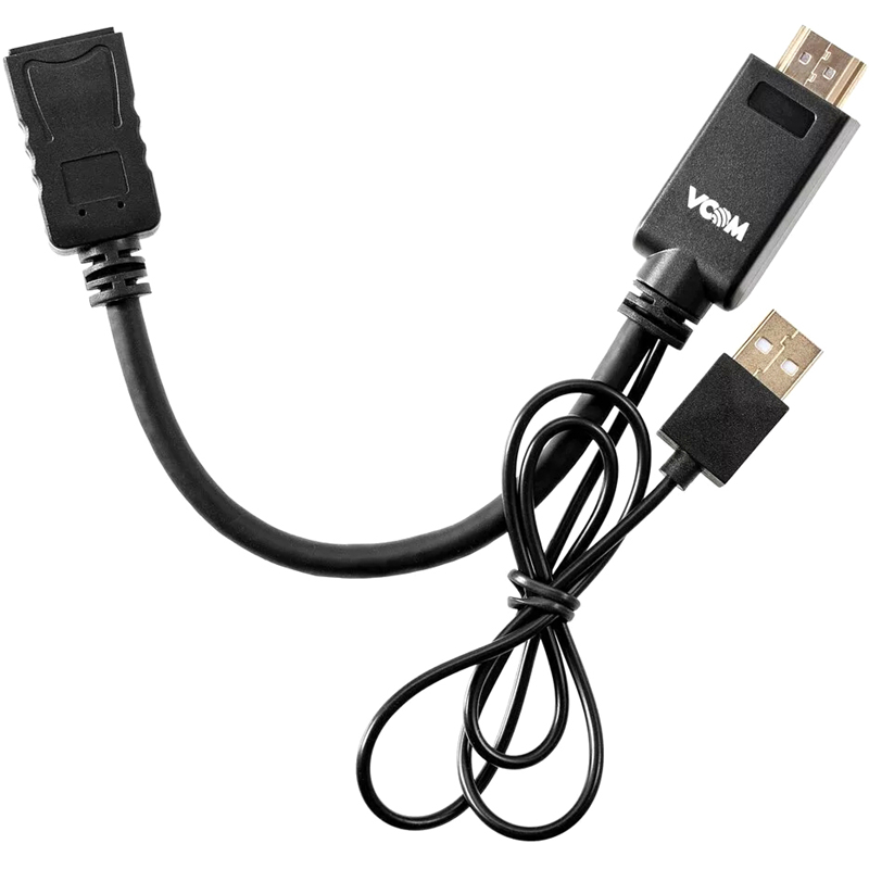 Кабель-переходник VCOM USB Type-A M+HDMI M/DisplayPort F (CG599E-0.15M)