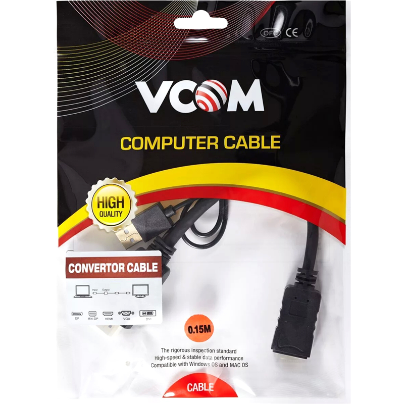 Кабель-переходник VCOM USB Type-A M+HDMI M/DisplayPort F (CG599E-0.15M)