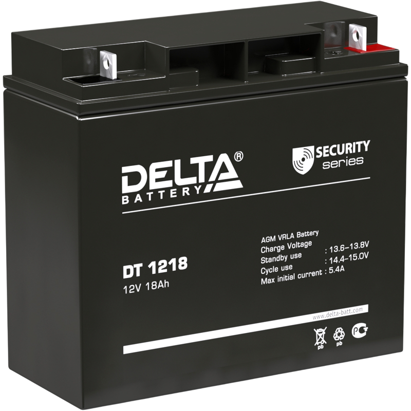 Delta DT 1218 (18 А\ч, 12В) свинцово- кислотный аккумулятор