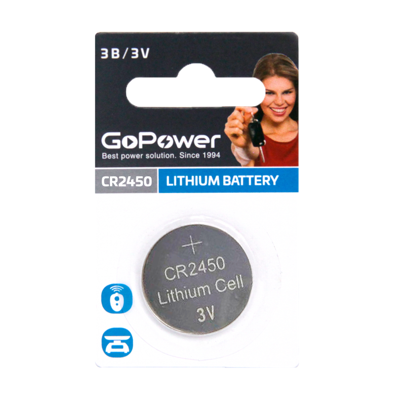 GoPower CR2450 BL1 Lithium 3V (1 / 40 / 2000) (1 шт.)