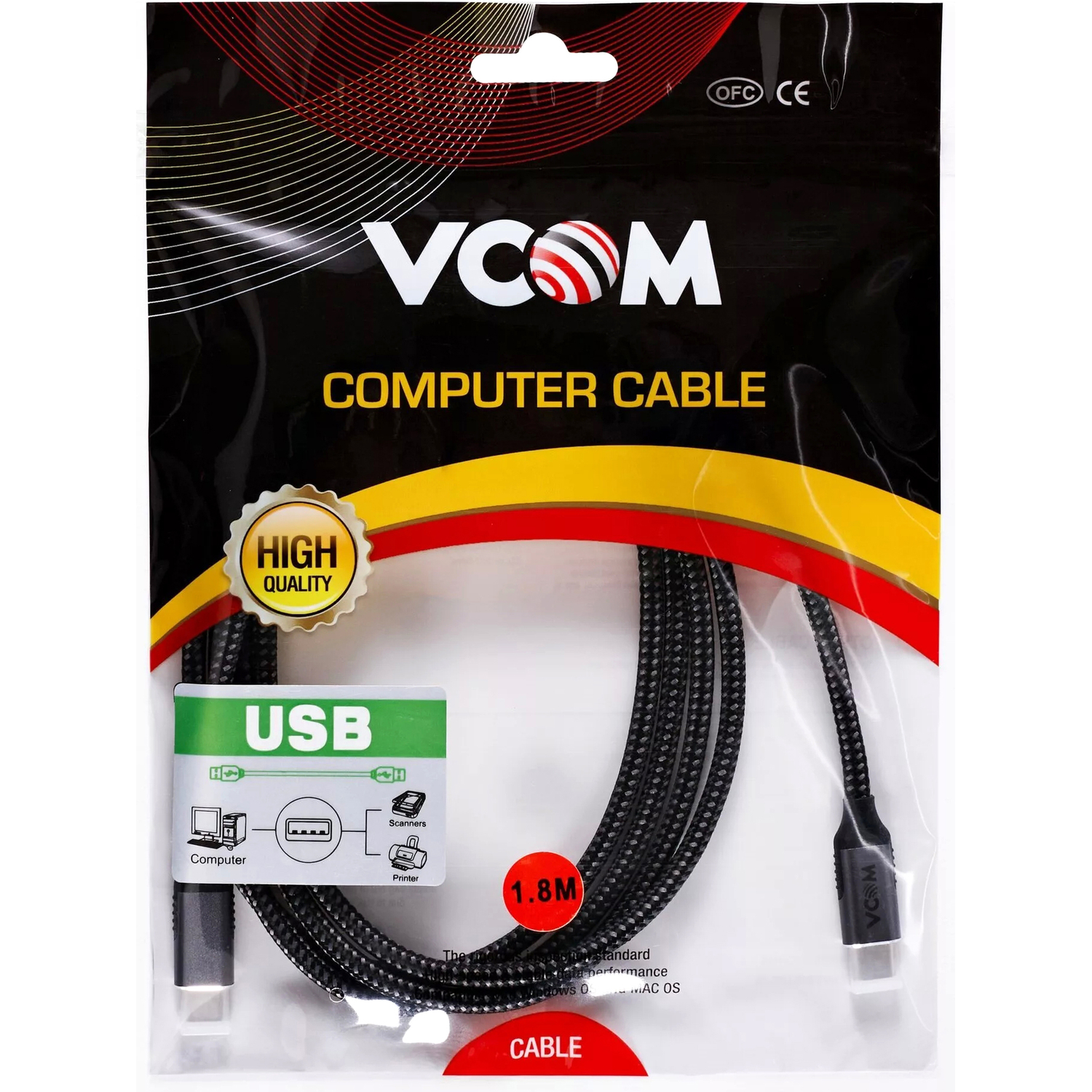 Кабель VCOM USB 3.1 Type-C M/USB 3.1 Type-C M (CU420M-1.8M)