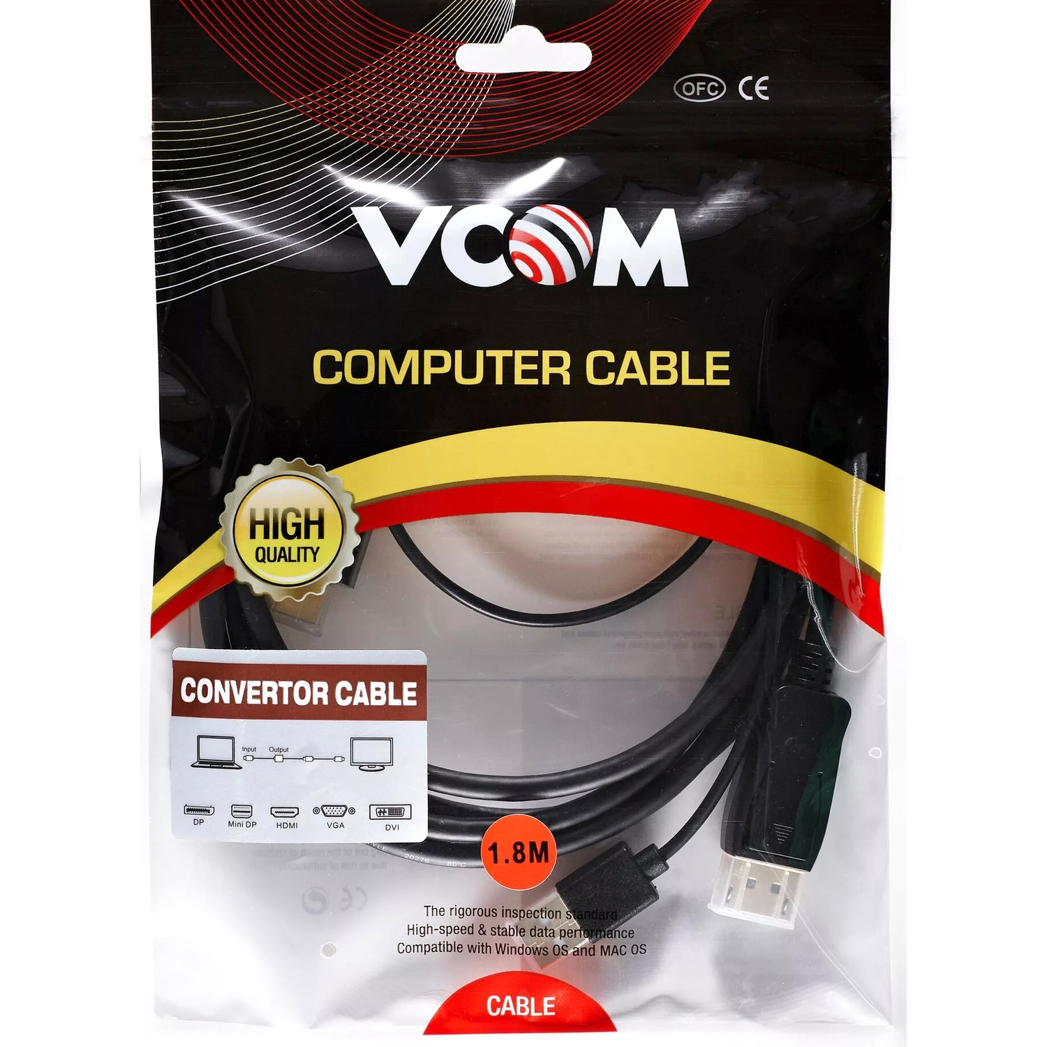 Кабель-переходник VCOM USB Type-A M+HDMI M/DisplayPort M (CG599AC-1.8M)