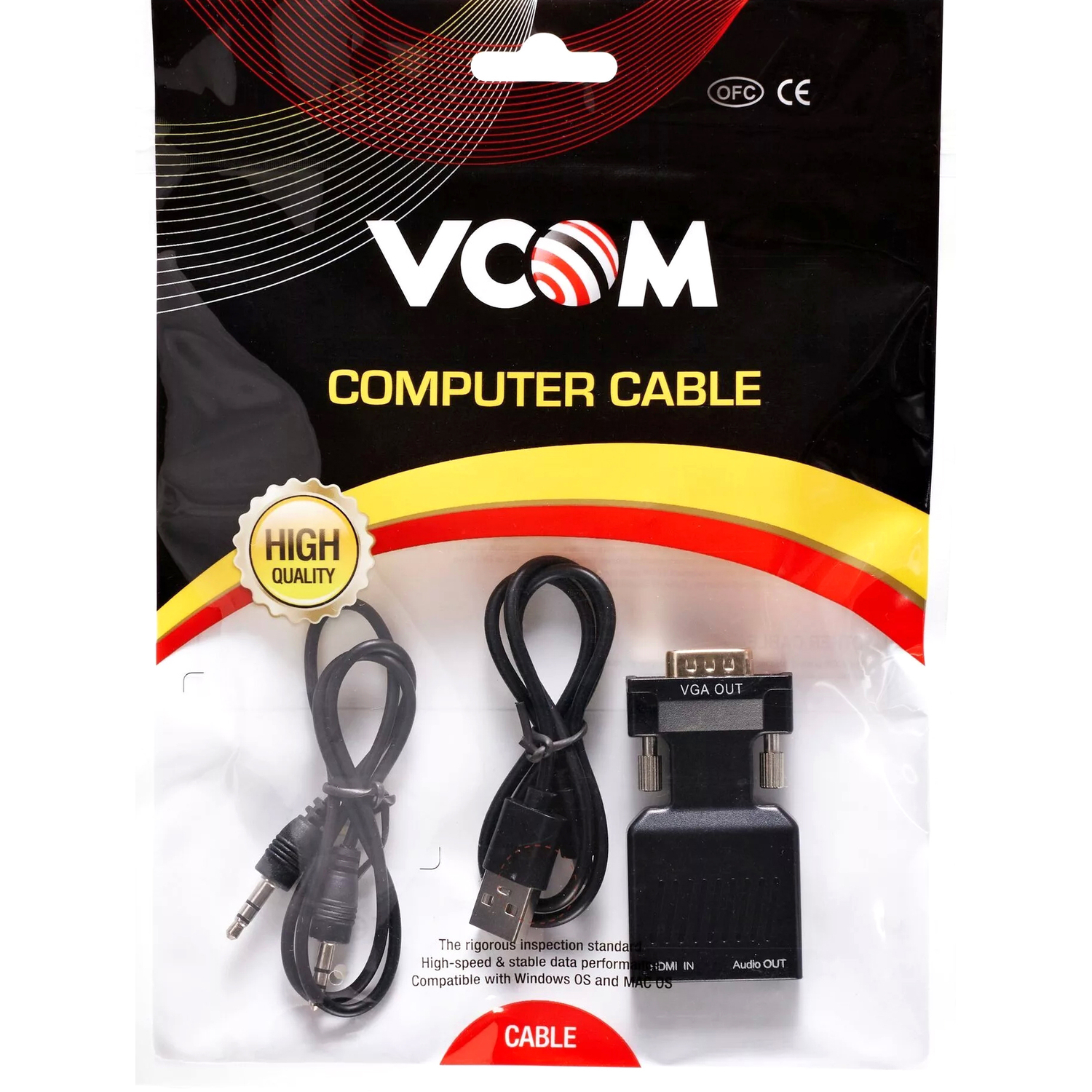 Переходник VCOM HDMI F/VGA M+mini jack 3.5 mm M (CA336A)