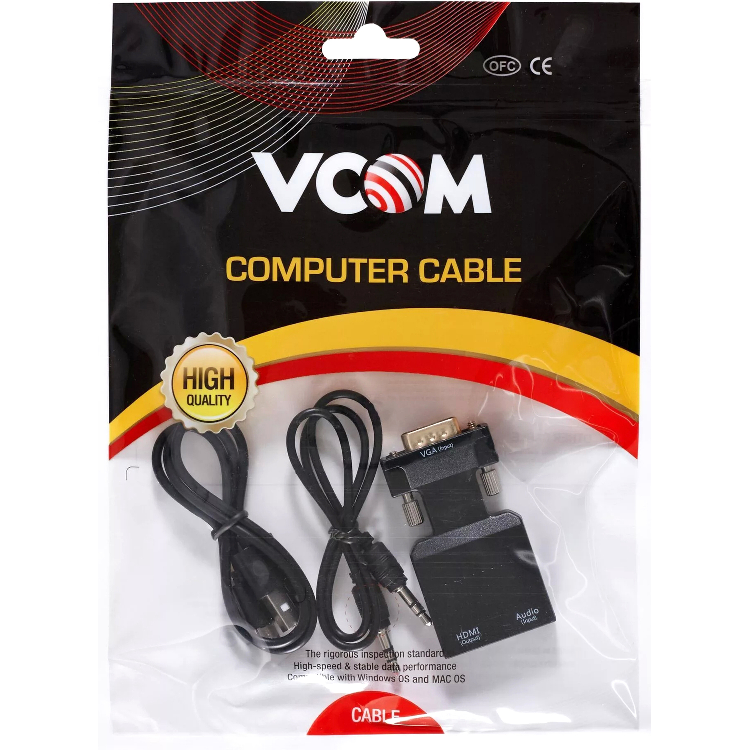 Переходник VCOM HDMI F/VGA M+mini jack 3.5 mm M+microUSB M (CA337A)