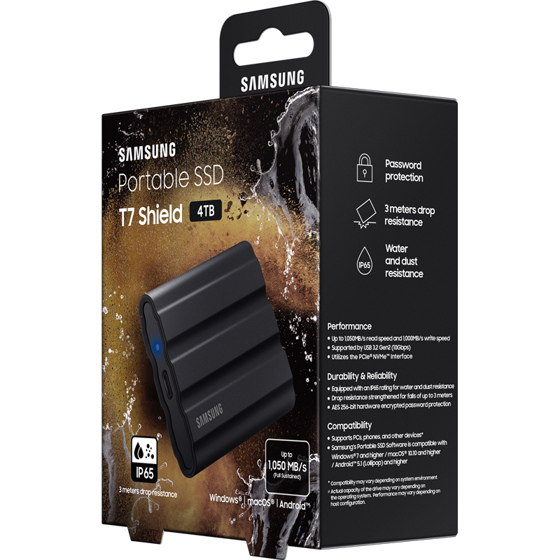 Samsung External SSD T7 Shield, 4TB Samsung Electronics арт. MU-PE4T0S/WW